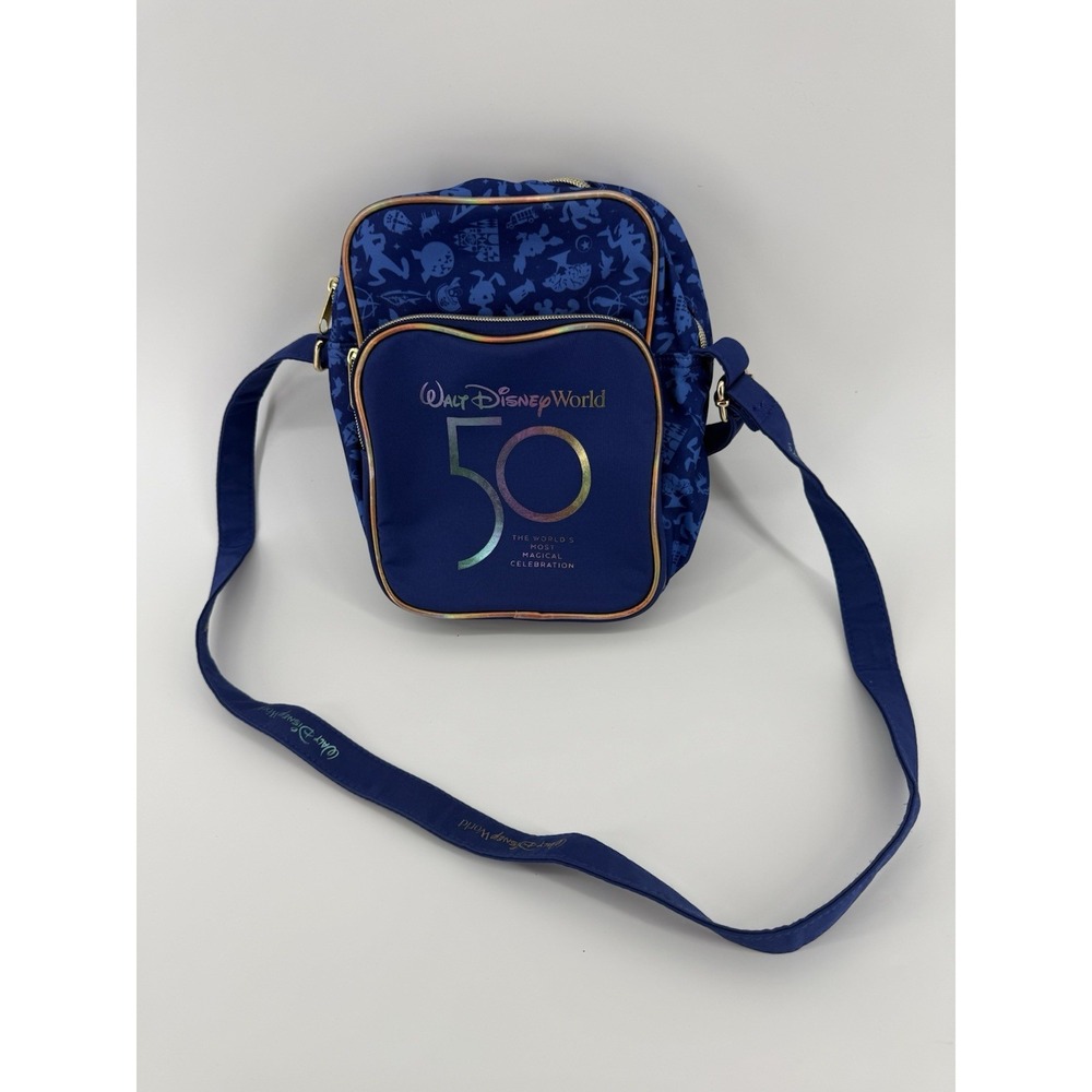 Walt DIsney World 50th Anniversary Crossbody Fabric Bag Purse Blue